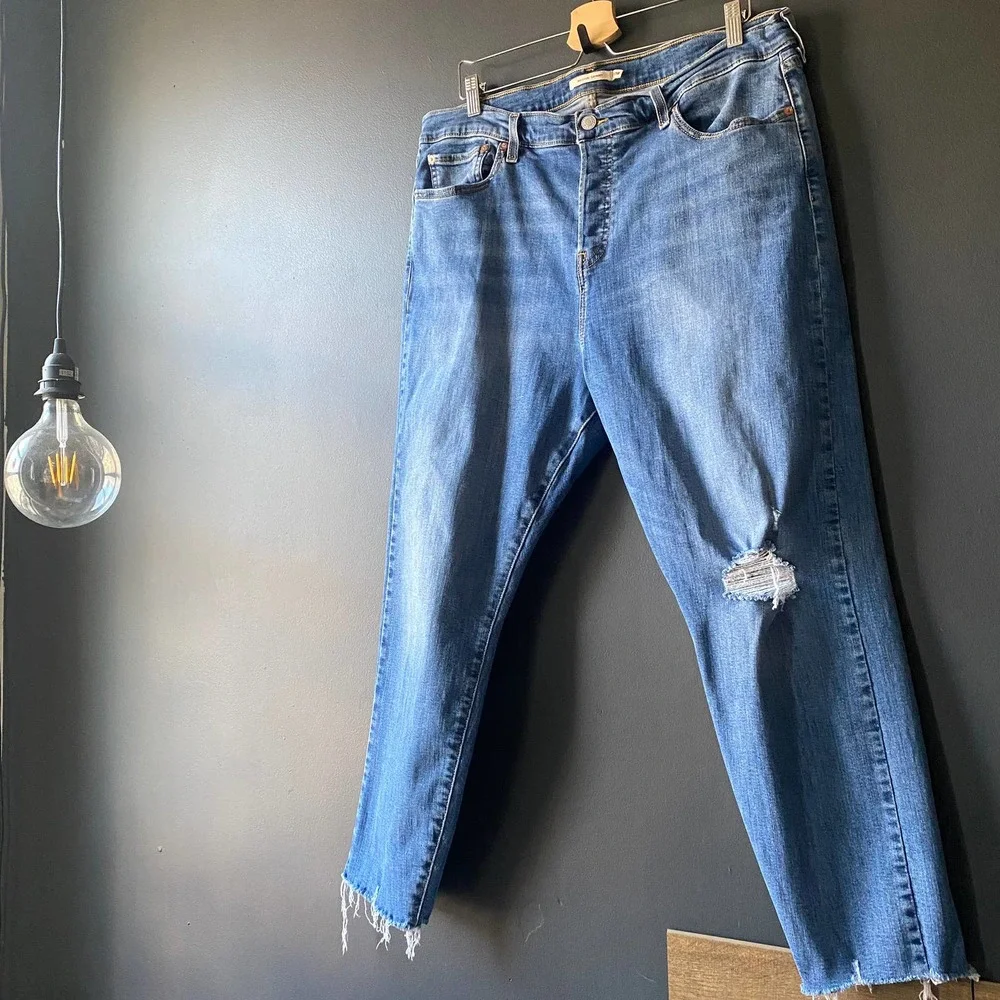 Levi's Wedgie Skinny Ripped Button Fly High Rise Jeans 20W - Picture 9 of 9